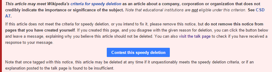 Speedy Deletion Nomination