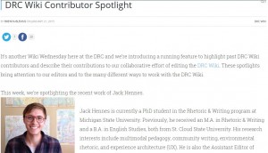 DRC Wiki Contributor Spotlight: Jack Hennes