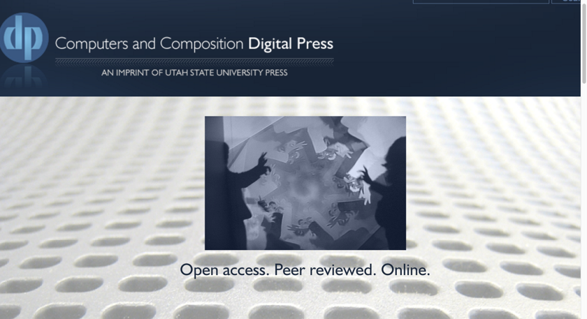 A screen capture of the CCDP website. Featured is an image of a person whose silhouette is creating shadow puppets. Beneath the image is the tagline *Open access. Peer reviewed. Online*.