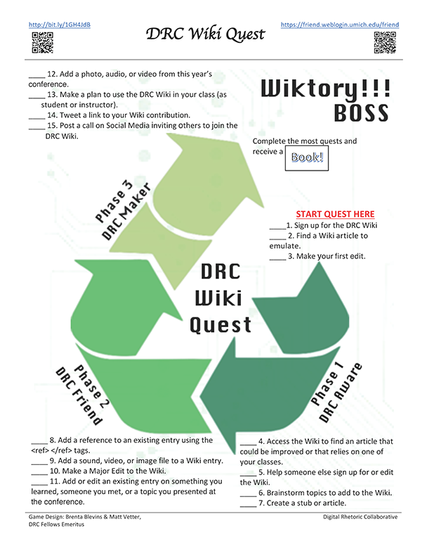 Image of Digital Rhetoric Collaborative WikiQuest game board.