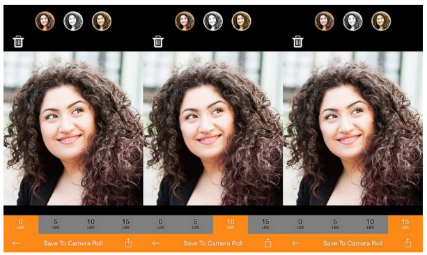 Screenshot of skinneepix app's face modification