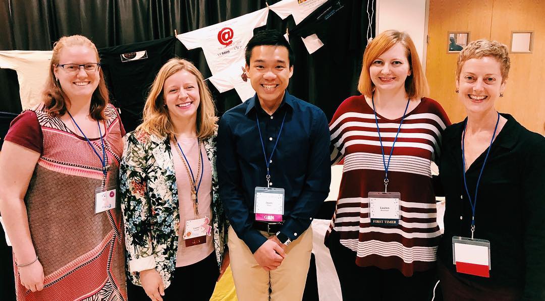 A group picture of DRC fellows at Computers & Writing 2018! Left to right: Adrienne Raw, Lauren Garskie, Jason Tham, Lauren Brentnell, Naomi Silver