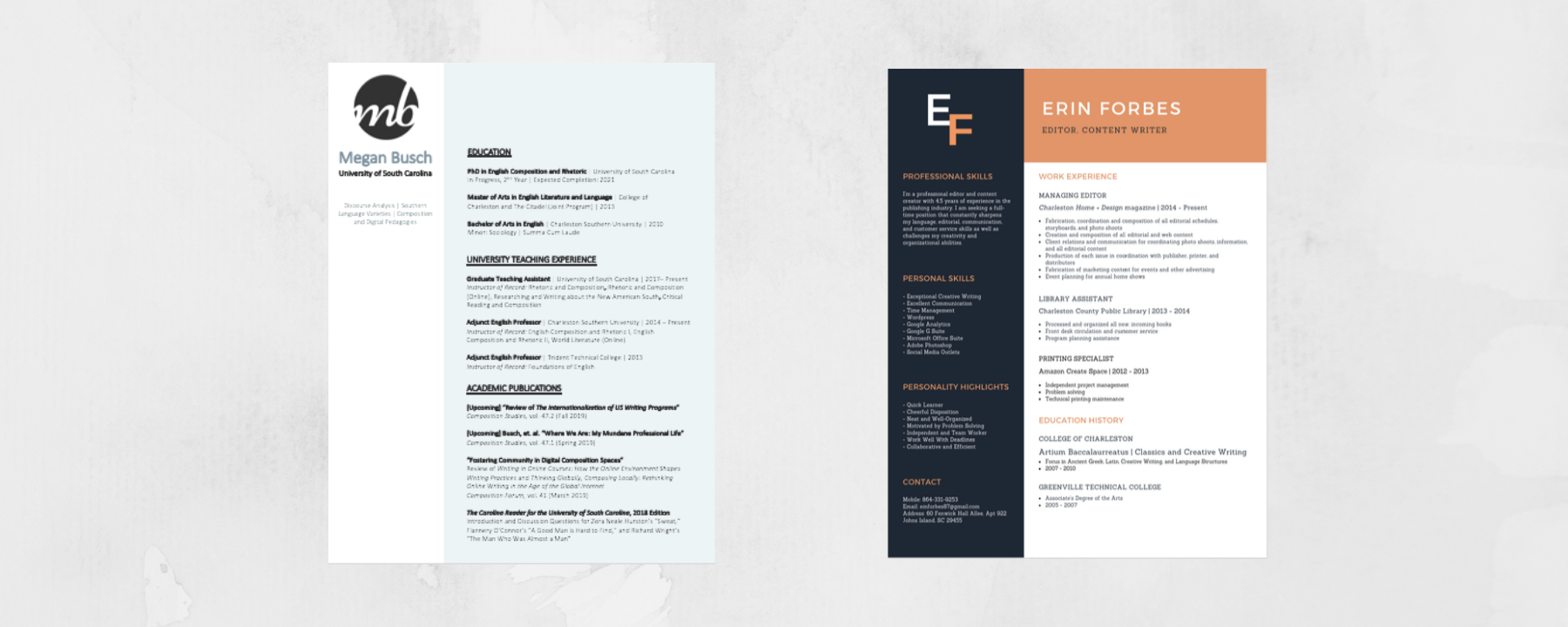 CV and resume created with powerpoint and canva.
