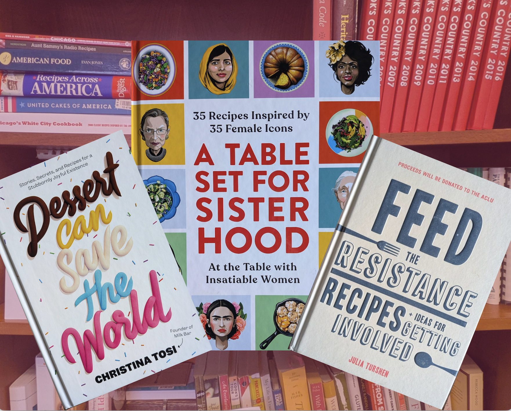 Figure 1. Ashley's cookbook research shelf.