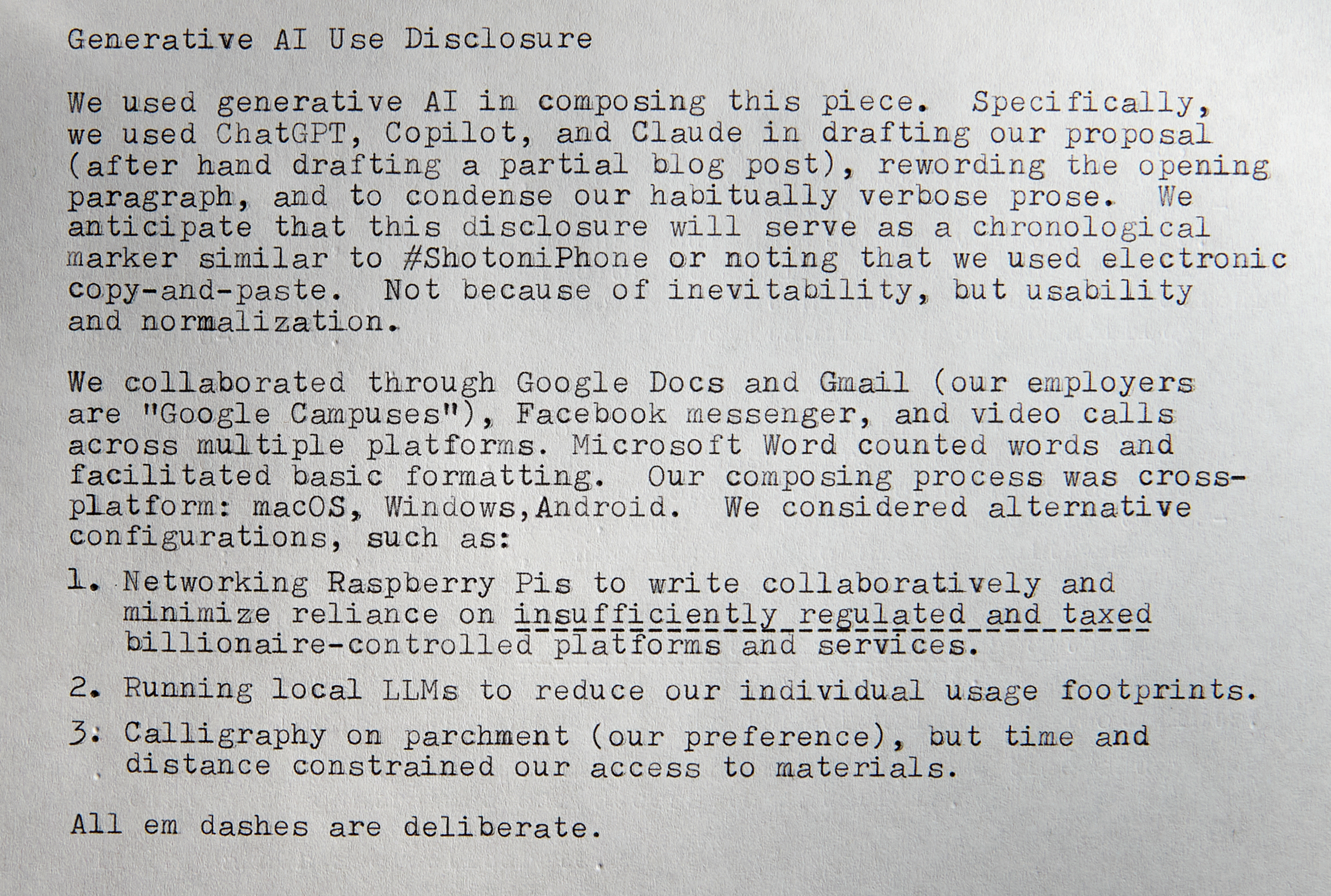 Generative AI Use Disclosure