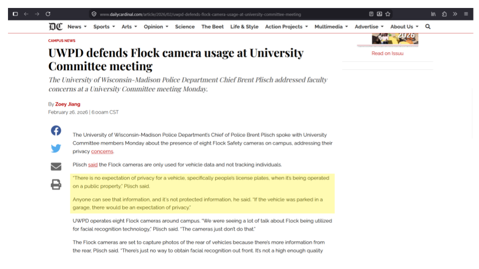 Image description: screengrab of The Daily Cardinal article