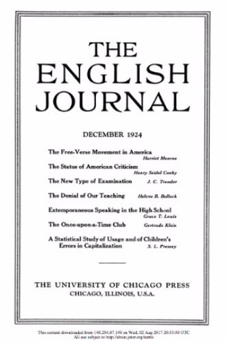 English Journal cover, December 1924