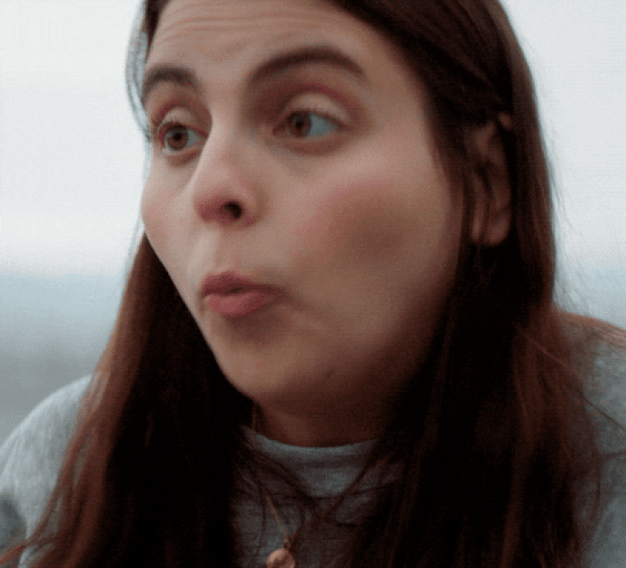Young woman exclaims to friend, 'We are smart and fun!'; GIF shows a scene from the movie Booksmart.
