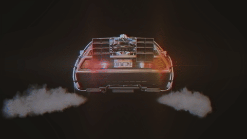 Back to the Future animated GIF, includes Delorean and animated title.