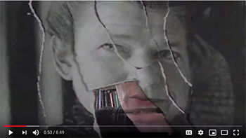 YouTube video still of photo of Josephine Miles superimposed over Trisha Campbell's face