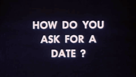 GIF begins with title, 'How to Ask for a Date?' Boy asks girl out via phone and she declines, with shade.