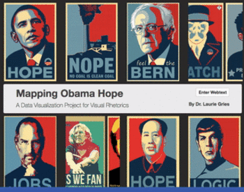 Landing Page of Laurie Gries's  Kairos webtext, 'Mapping Obama Hope: A Data Visualization Project for Visual Rhetorics'