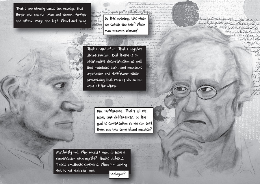 Comic discussing difference. The speakers are revealed/reimagined as Derrida and Lyotard.