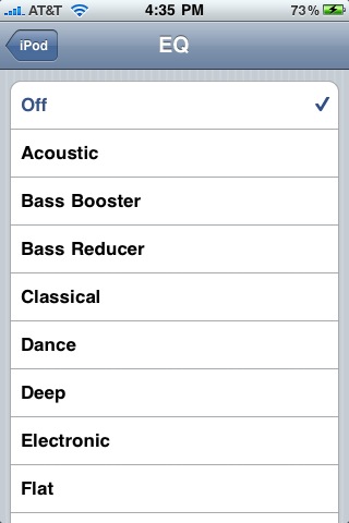 Screenshot of an iPhone EQ settings screen.